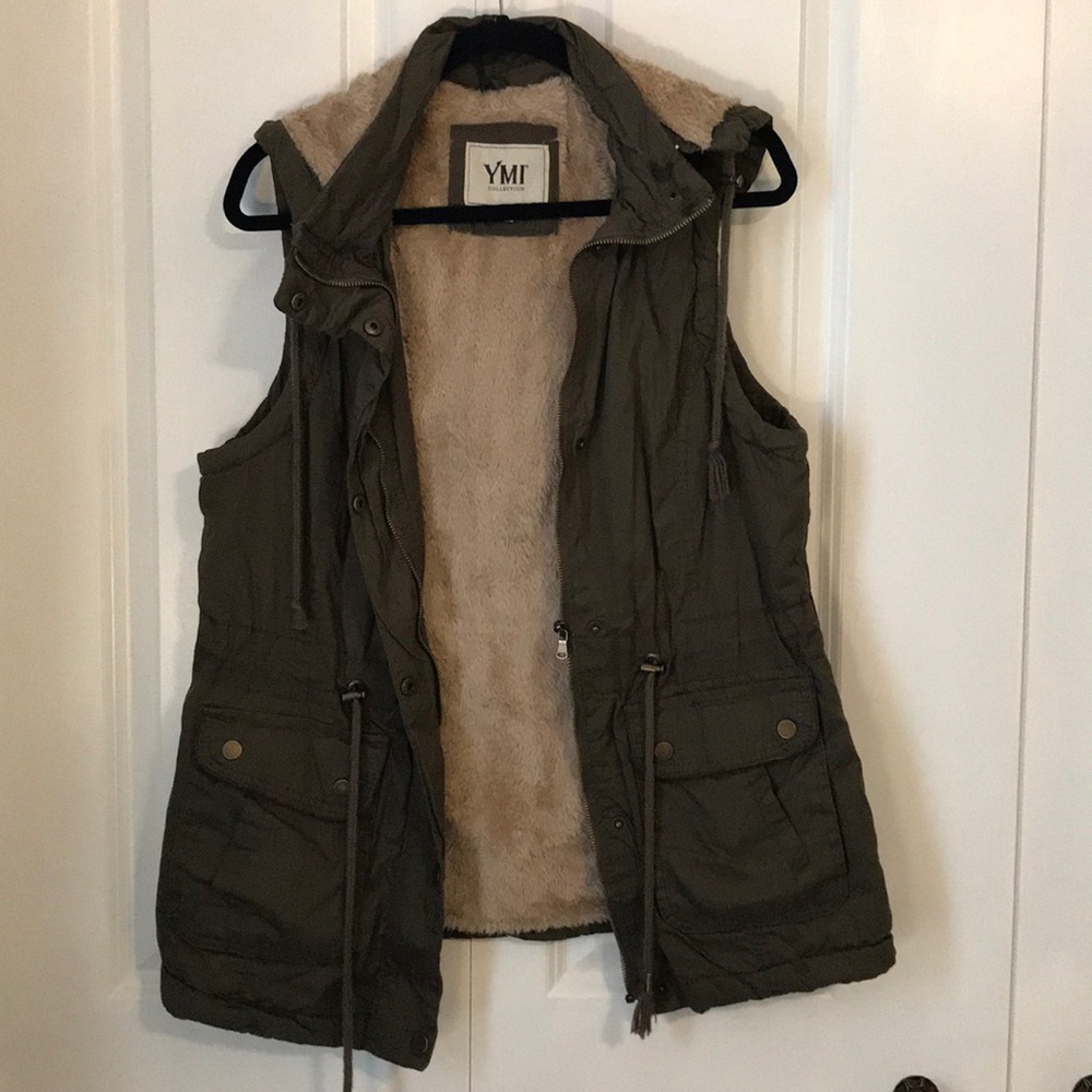 Inside Fur Green Khaki Vest